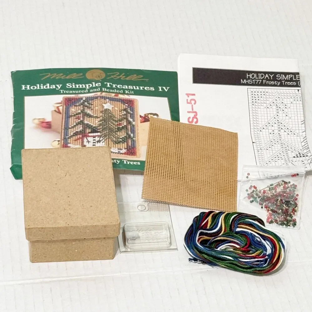 Frosty Trees MHST77 Mill Hill Holiday Simple Treasures IV Cross Stitch Kit Box